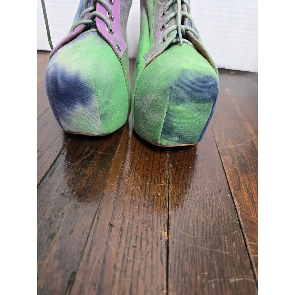 Jeffrey Campbell Lita Fab Tie Dye Neon Green Purple Platforms size 7